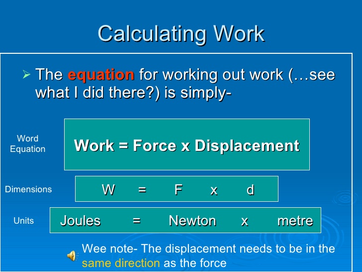 Lesson Note On CALCULATION INVOLVING WORK DONE Basic Science JSS2 
