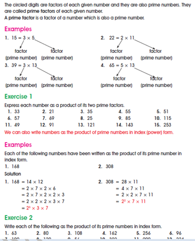 Lesson Note On PRIME FACTORS - Mathematics Primary 5 (Basic Five) First ...